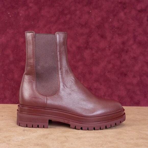 Gianvito Rossi Women Chester Burgundy Leather Chelsea Boots size 6US 36EU - Picture 4 of 10